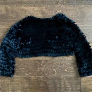BCBG MAXAZRIA Black Fur Bolero Shrug